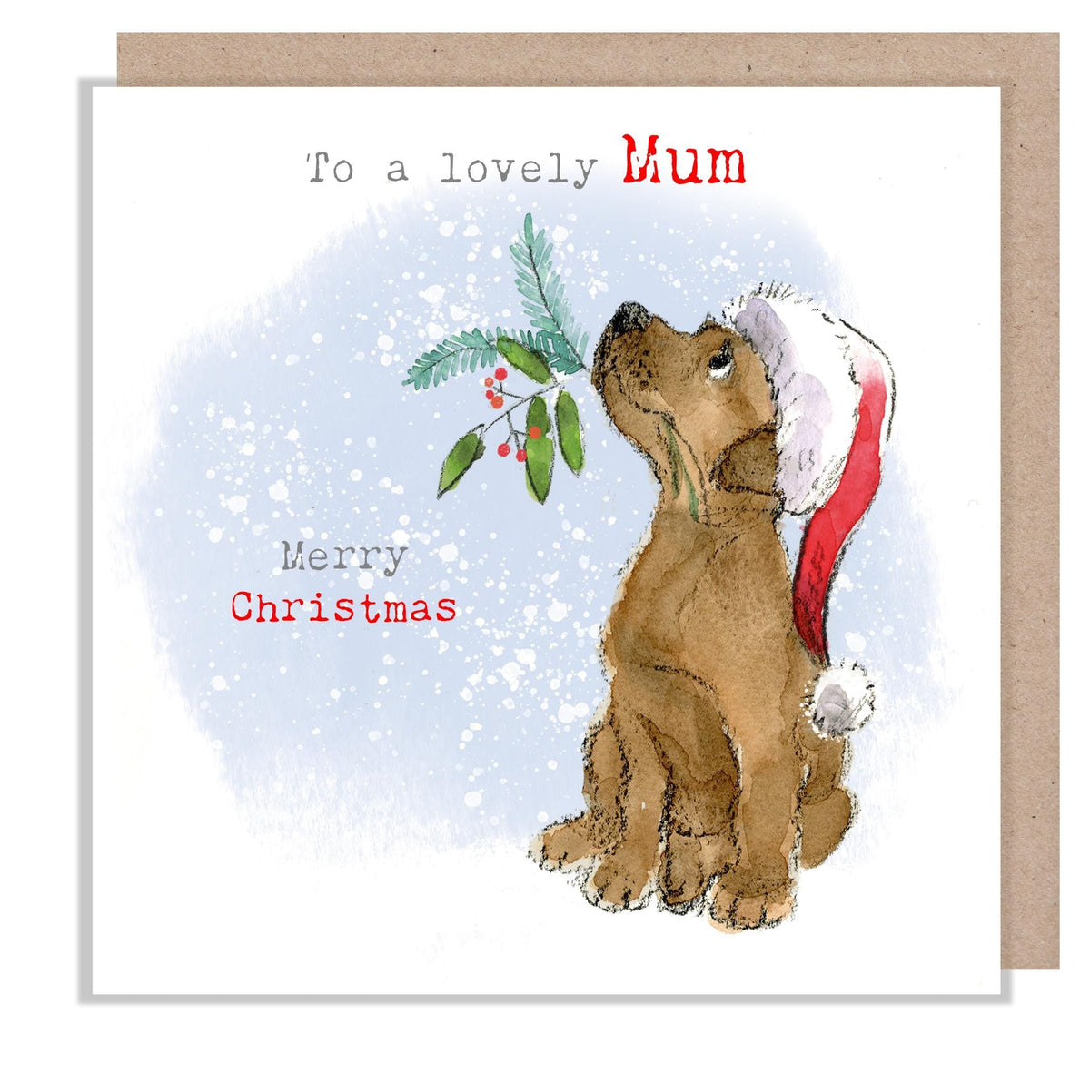 Mum Christmas Card - Brown Labrador Puppy in Santa Hat