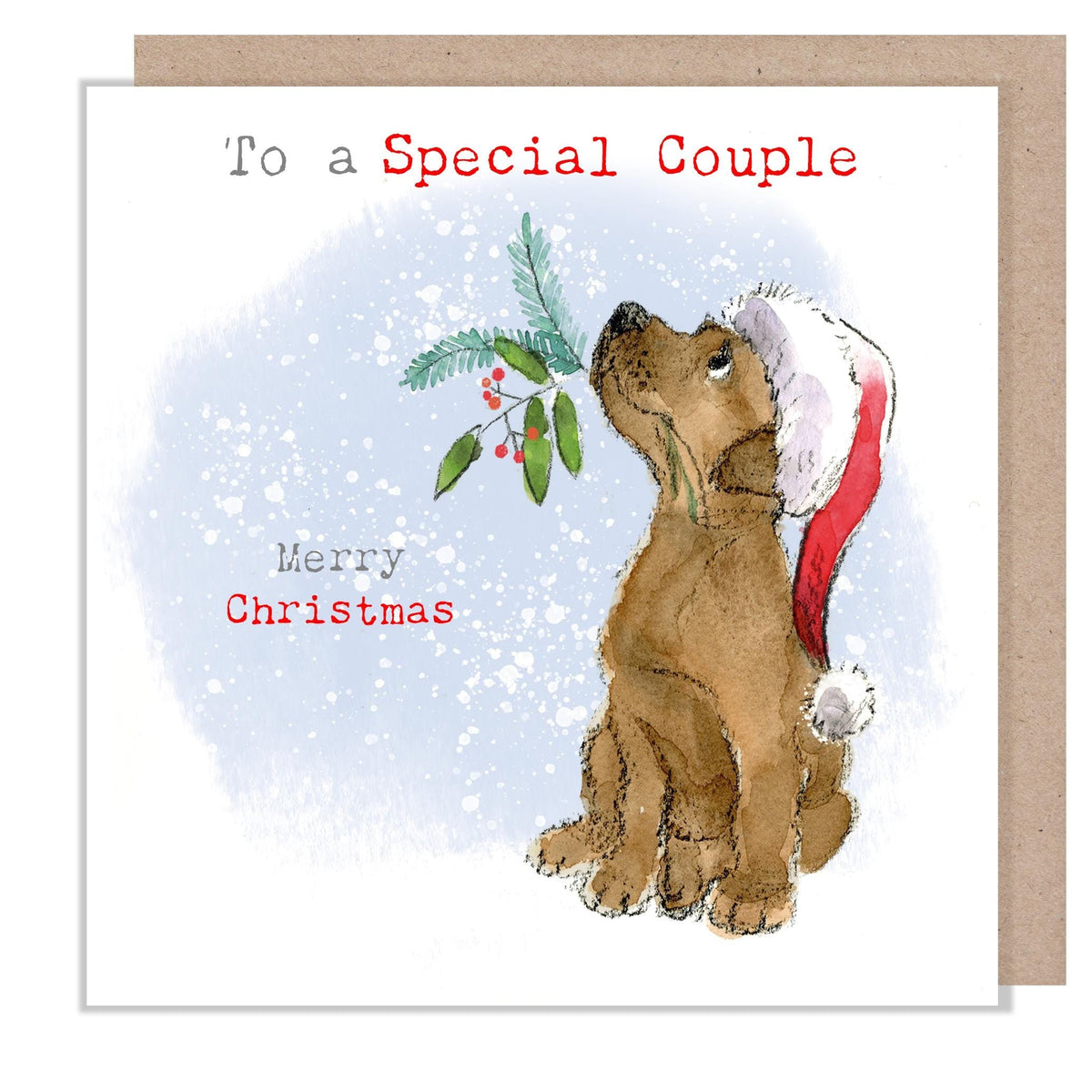 Special Couple Christmas Card - Brown Labrador in Christmas Hat