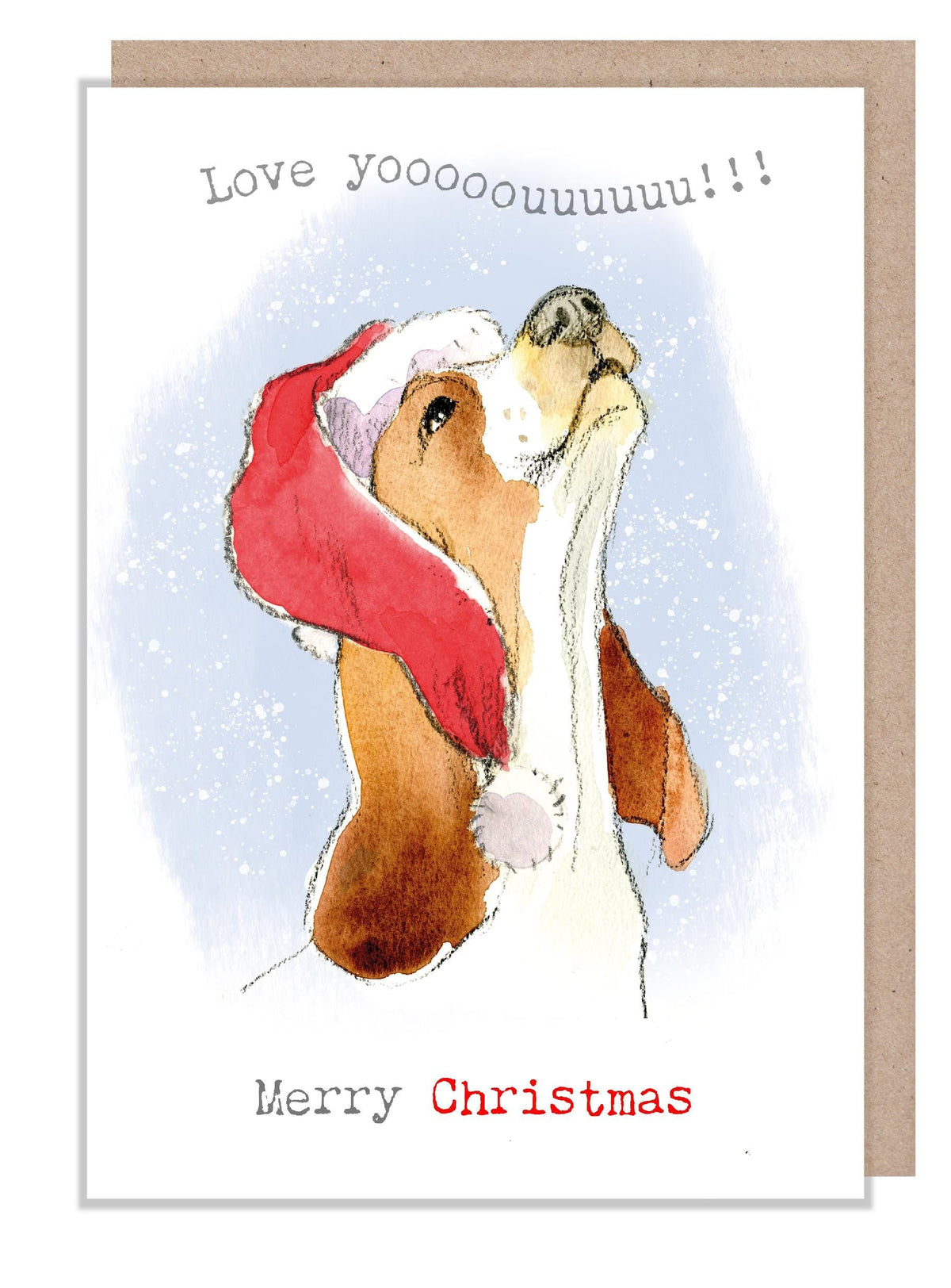 Love You Christmas Card - Jumbo Size - Howling Basset