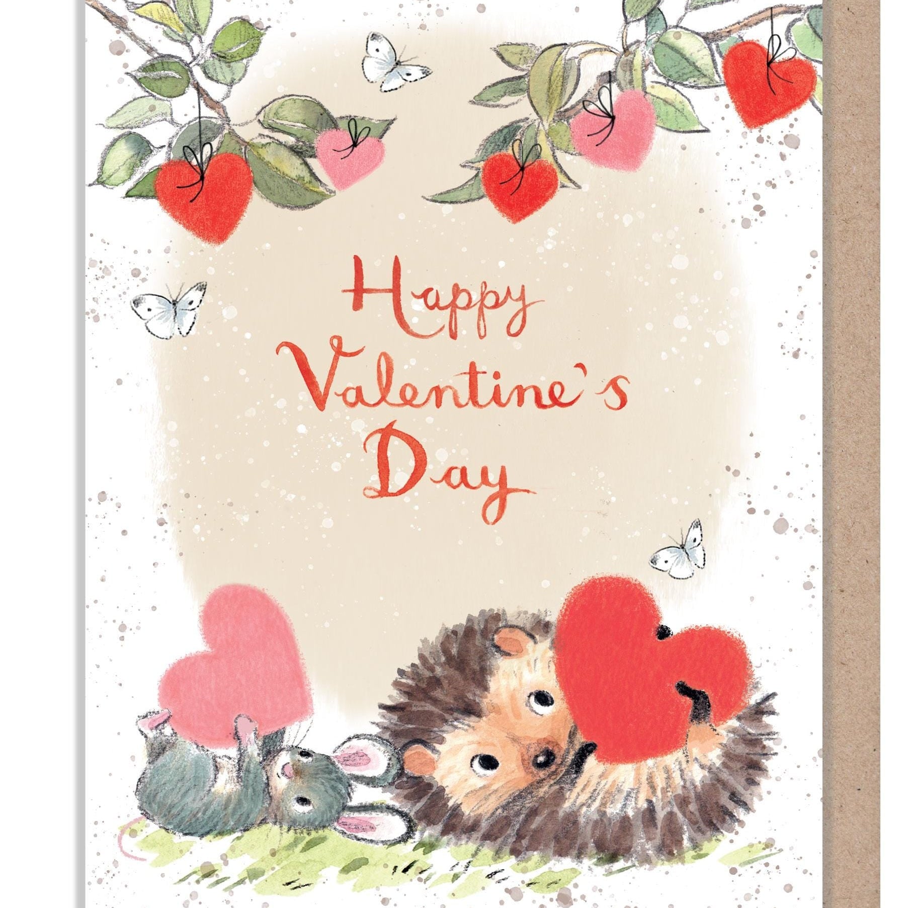 Valentine's Day Card - Happy Valentine's Day - Hedgehog and Mouse with Hearts