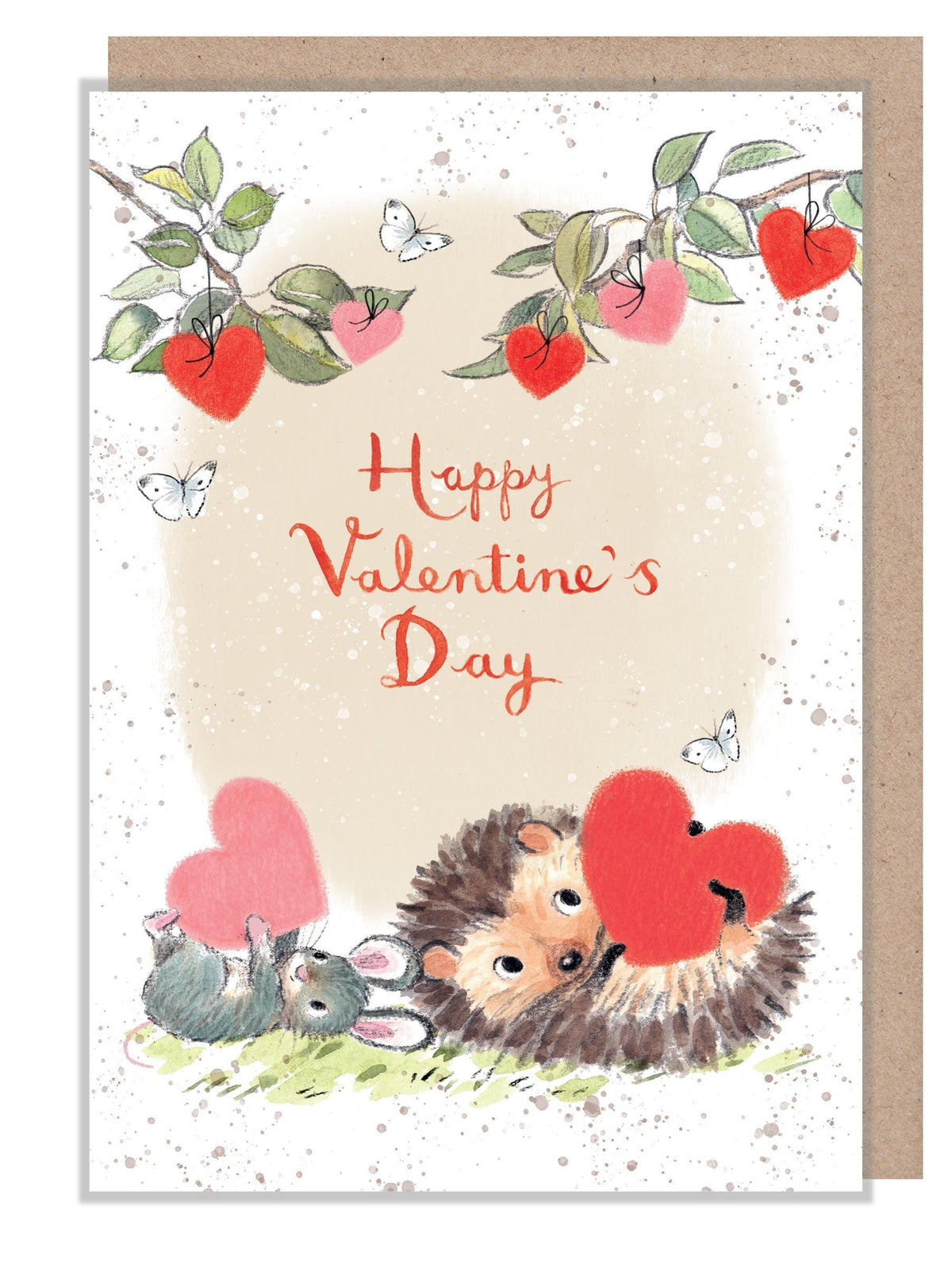 Valentine's Day Card - Happy Valentine's Day - Hedgehog and Mouse with Hearts